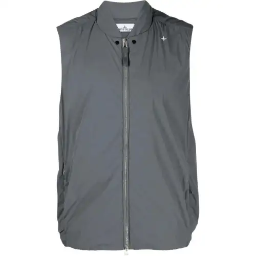 STONE ISLAND Vests Men's Gray Stand Collar