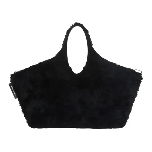 Balenciaga Zip Closure Polyester Cowhide Handbag Women's Black