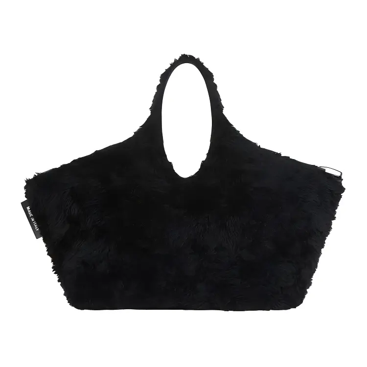 Balenciaga Zip Closure Polyester Cowhide Handbag Women's Black