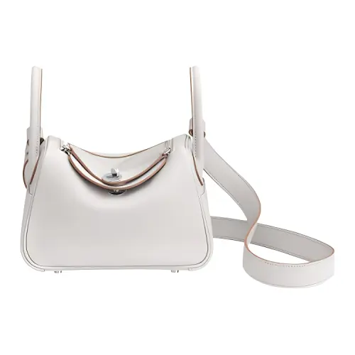 HERMES Lindy Swift Leather Handbag Mini 19 Women's 80 Gris Perle Pearl Gray