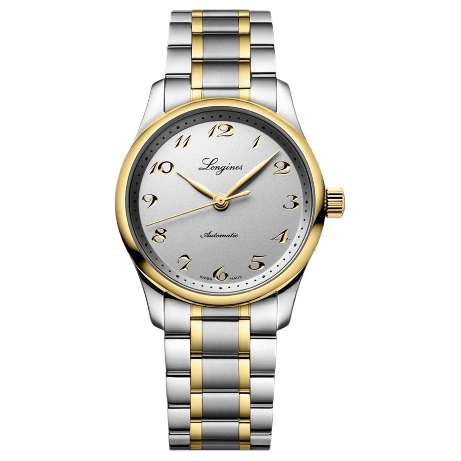 LONGINES Automatic mechanical mechanism, waterproof women's watch, white dial, platinum gold watch, case, watch strap, 30meter, 34mm