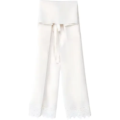 LOEWE Casual Pants Women's White Moderate Wide Leg Pants