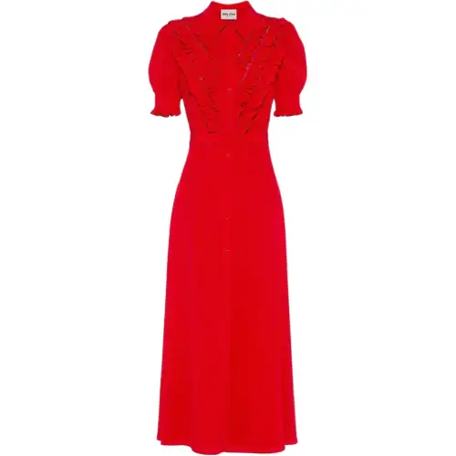 MIU MIU SS22 Short Sleeved Dress Women's Red
