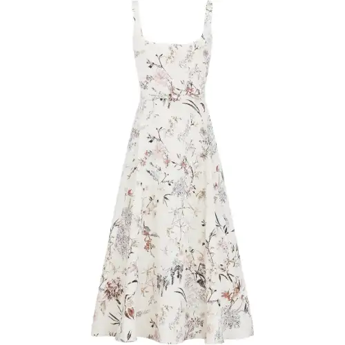 DIOR Slip Dresses Women's Beige Square Collar Moderate Mid Length