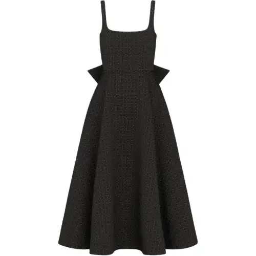 DIOR Slip Dresses Women's Black Square Collar Moderate Mid Length