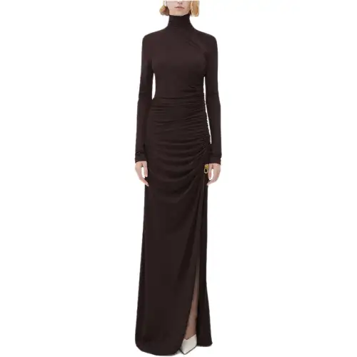 Bottega Veneta Long Sleeved Dress Women's Dark Coffee