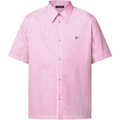 Lv Monogram Striped Short Sleeved Shirt