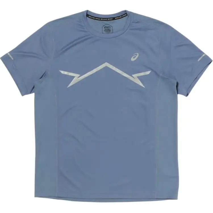 ASICS LITE SHOW T Shirts Men's Blue Crew Neck Moderate Straight Fit