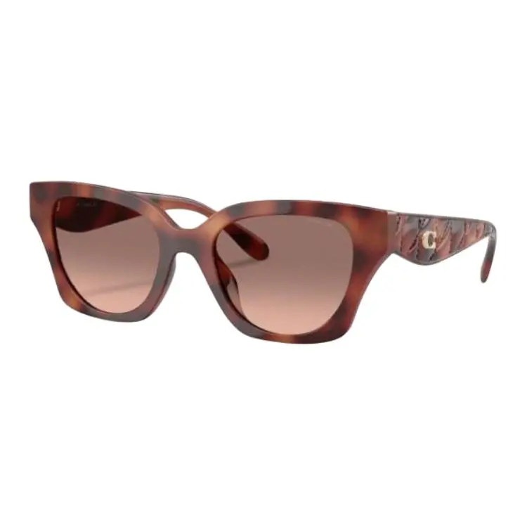 COACH Metal Irregular Shape Sunglasses Women's Tortoiseshell