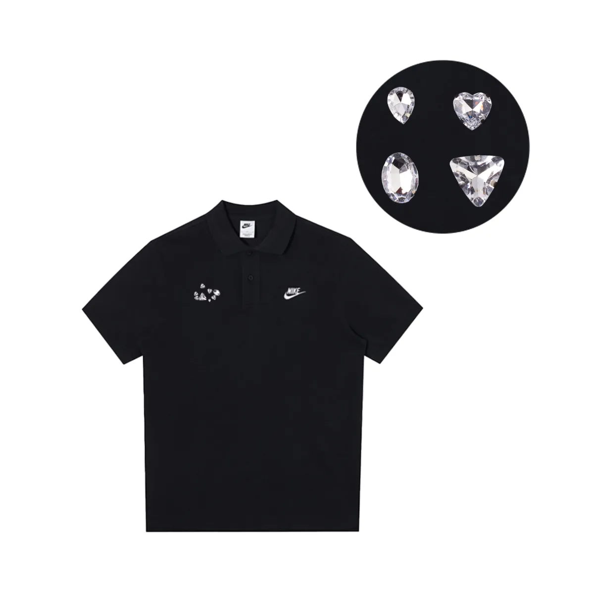 Nike Polo Shirts Men's Black Polo Collar Moderate Straight Fit