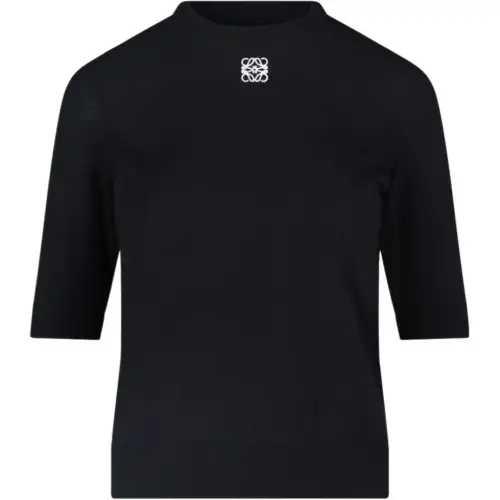 LOEWE Crop Tops Women's Black Crew Neck Moderate