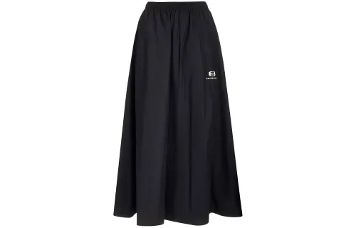 Balenciaga Logo Detailed Elastic Waist Flared Skirt