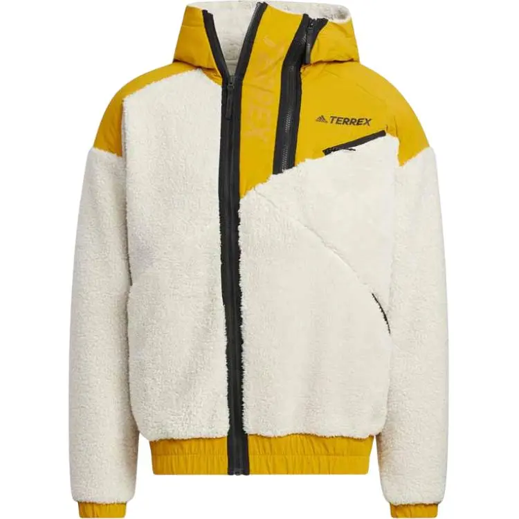 Adidas Terrex Fleece Lined Hooded Thermal Comfortable Fashion Jacket Unisex White/Yellow