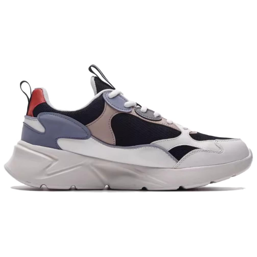 QIAODAN Textile, Synthetic Leather Slip Resistant And Breathable Low top Casual Running Shoes Men’s Black Blue