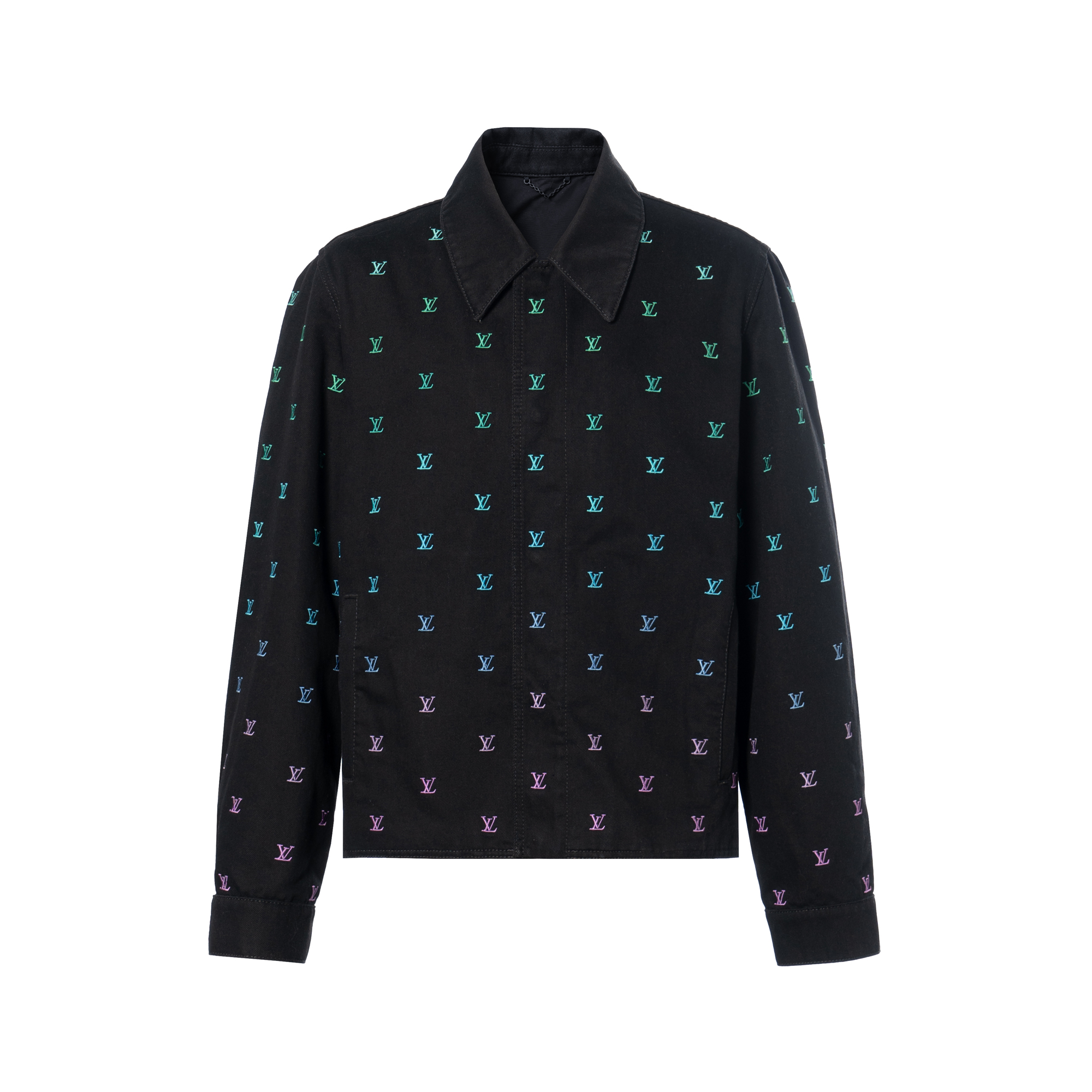 LOUIS VUITTON Lv Blason Gradient Embroidered Denim Coach Jacket