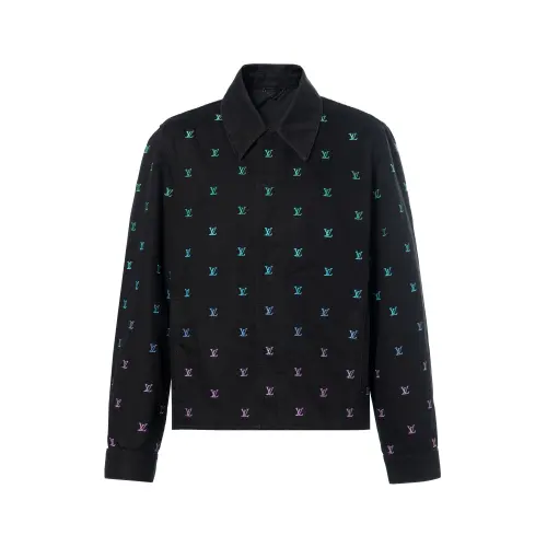 LOUIS VUITTON Lv Blason Gradient Embroidered Denim Coach Jacket