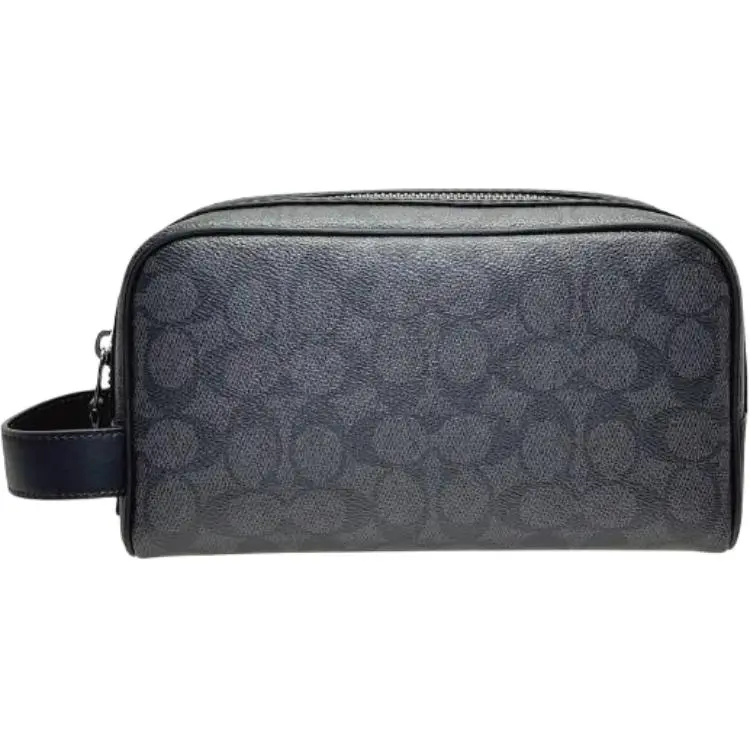 COACH Travel Kit Coated Canvas With Calfskin Travel Organizers Trumpets Men's Black