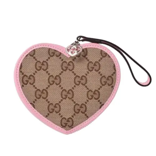 GUCCI Heart Cow Leather Coin Purse Regular Kids' Ebony/Pink