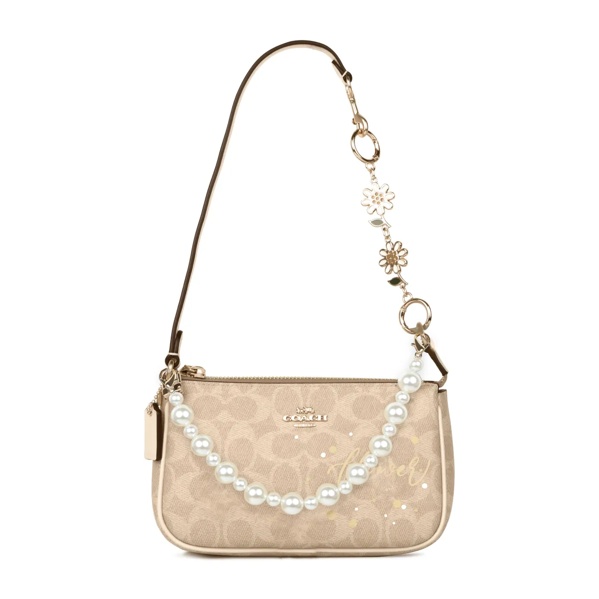 COACH Nolita Artificial Leather One Shoulder Handbag Small Women's Sand & Chalk White