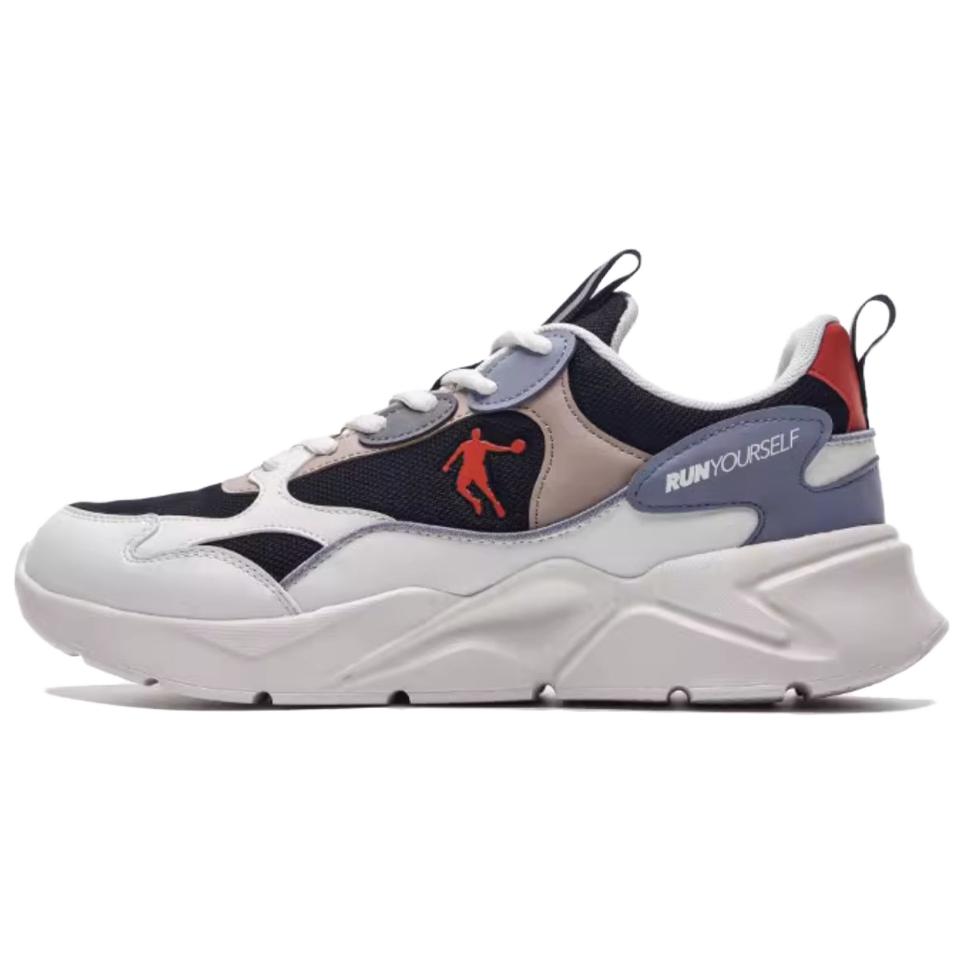 QIAODAN Textile, Synthetic Leather Slip Resistant And Breathable Low top Casual Running Shoes Men’s Black Blue