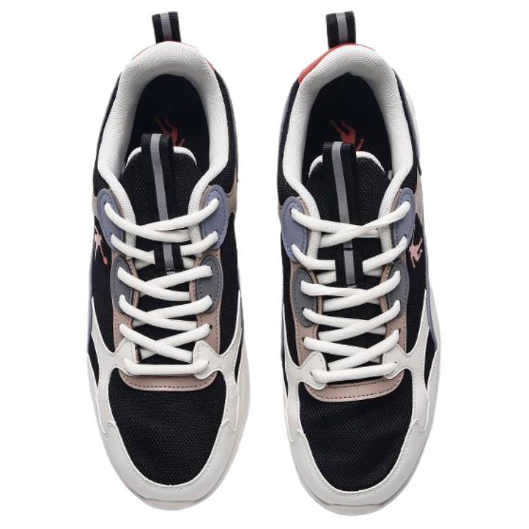 QIAODAN Textile, Synthetic Leather Slip Resistant And Breathable Low top Casual Running Shoes Men’s Black Blue