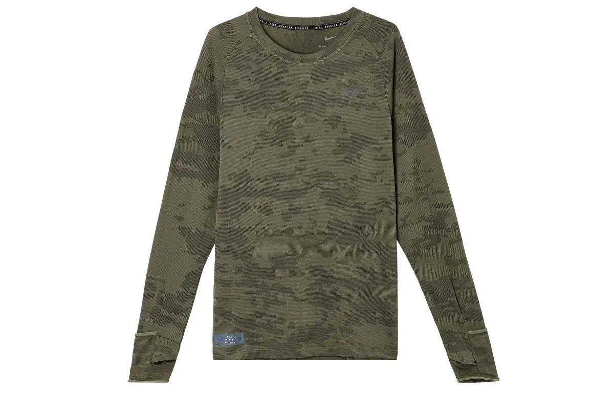 Nike T-Shirts Men's Medium Olive Crew Neck Moderate Straight Fit