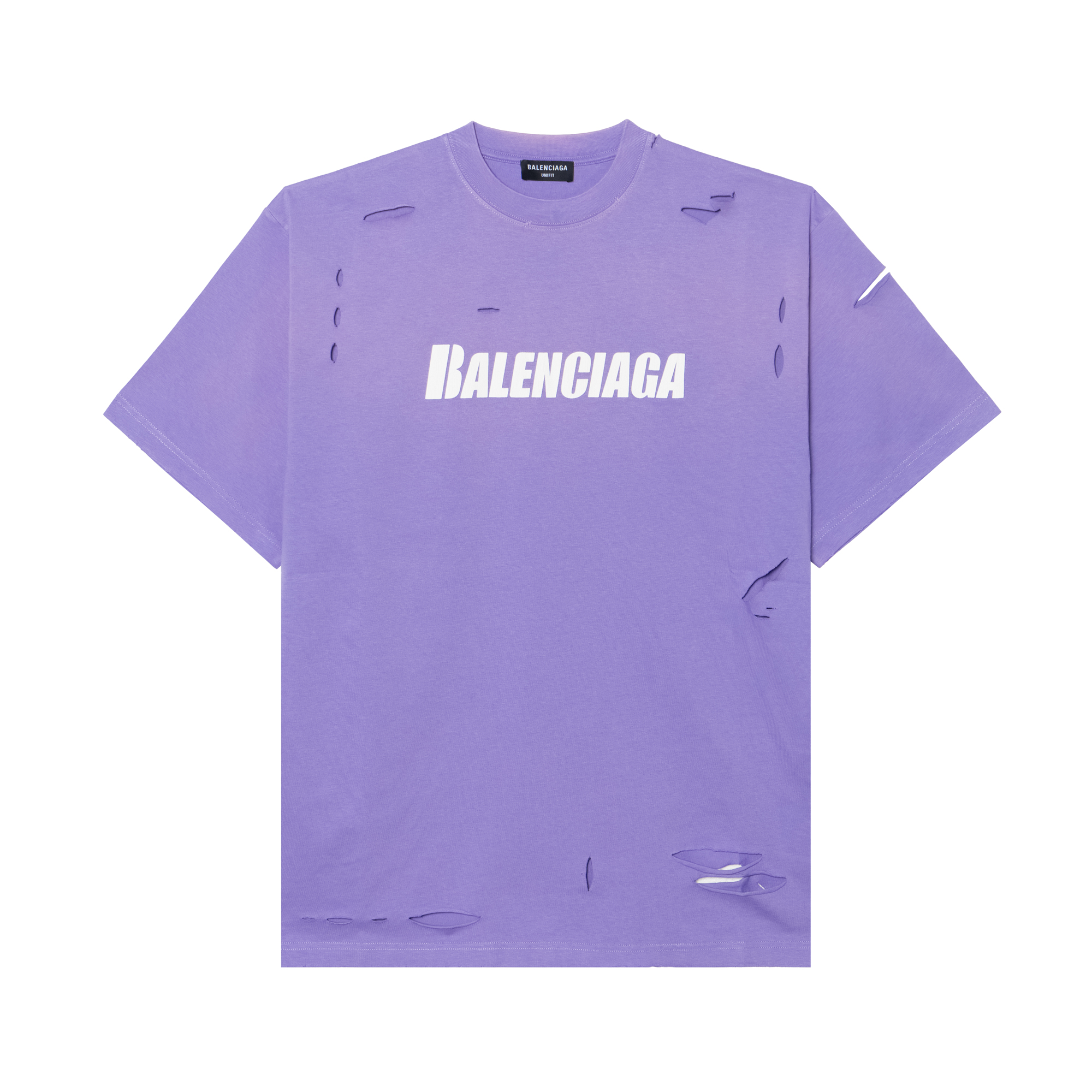 Женская футболка Balenciaga Caps Destroyed (фиолетовая)
