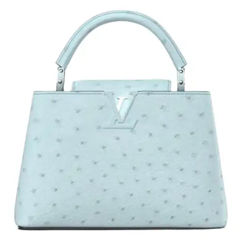 LOUIS VUITTON Capucines Ostrich Leather Capson Handbag Mini Women's Light Blue