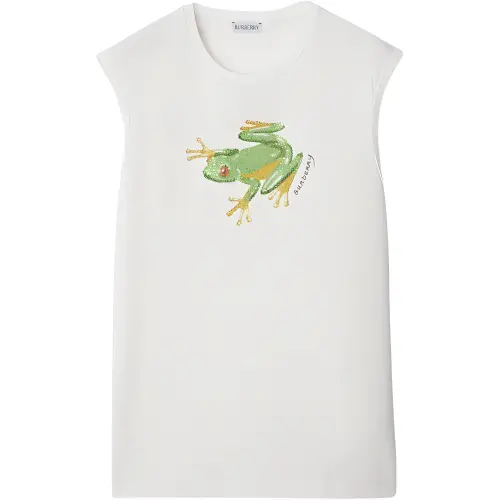 Burberry Tank Tops Men's White Crew Neck Moderate Straight Fit
