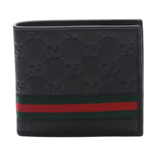 GUCCI Canvas With Leather Wallet Men's Black