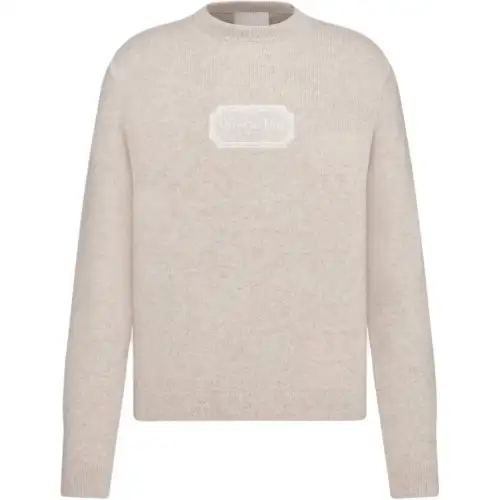 DIOR Cashmere Sweaters Men's Light Umber Crew Neck Moderate Other