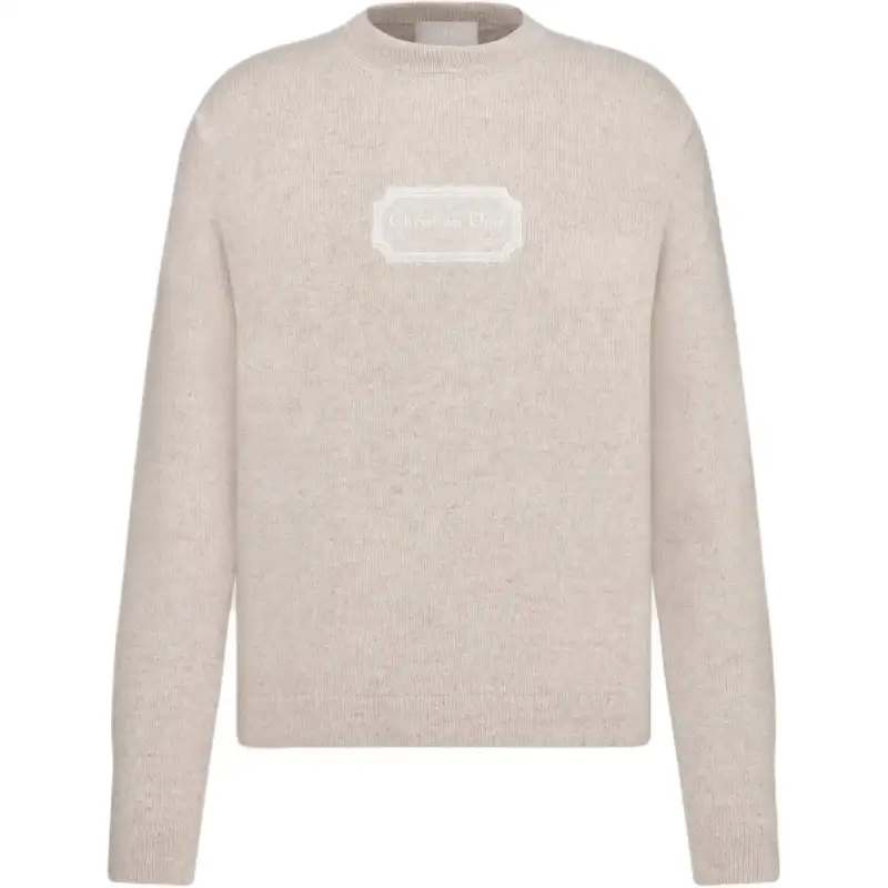 DIOR Cashmere Sweaters Men's Light Umber Crew Neck Moderate Other