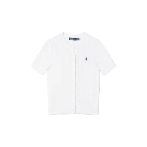 Polo Ralph Lauren Knitted white sweater with a round collar, with short sleeve