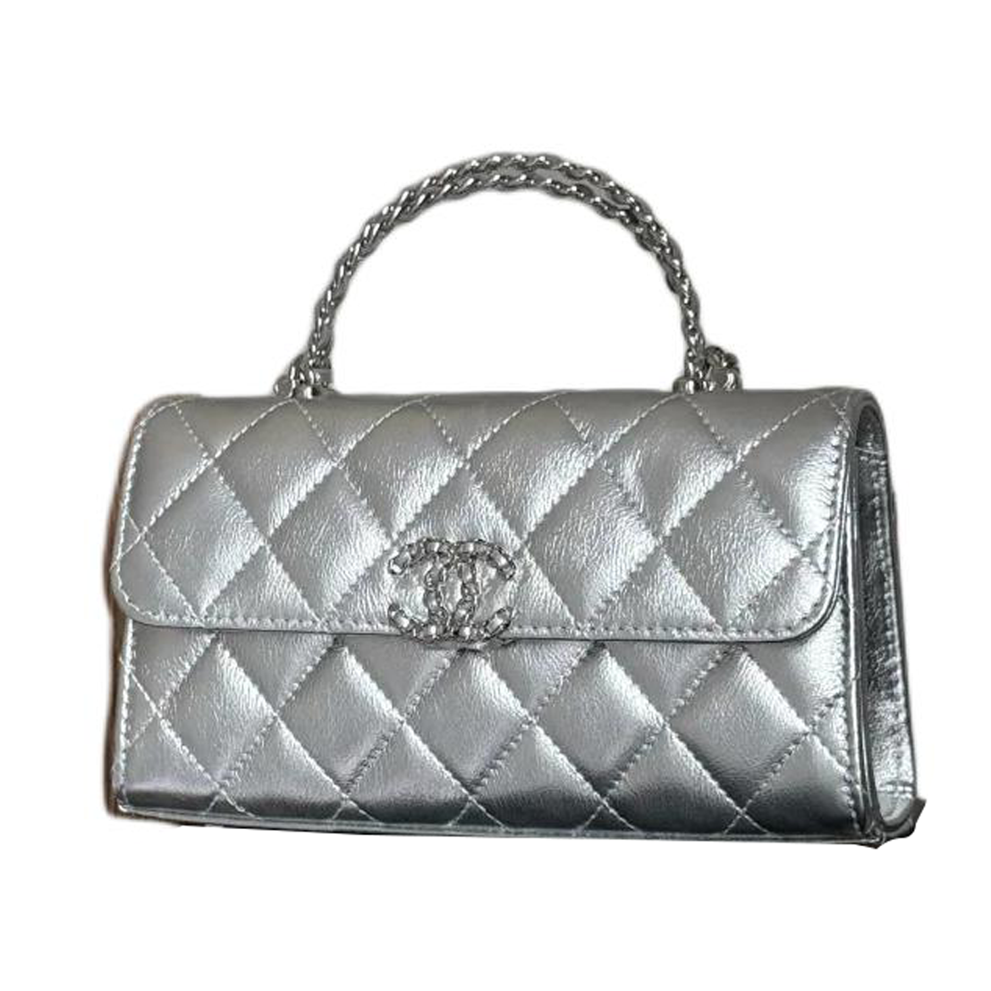 Женская сумка Chanel Kelly 25S (серебристая)