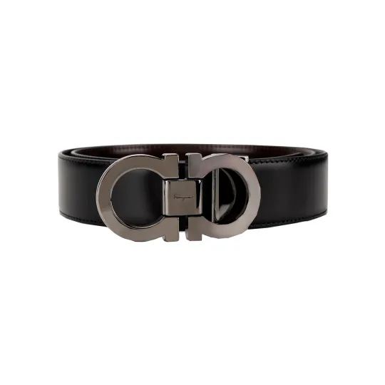 FERRAGAMO Reversible And Adjustable Gancini Belt Black/Auburn
