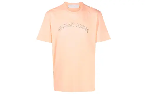 Golden Goose T Shirts Men's Orange Crew Neck Moderate Straight Fit