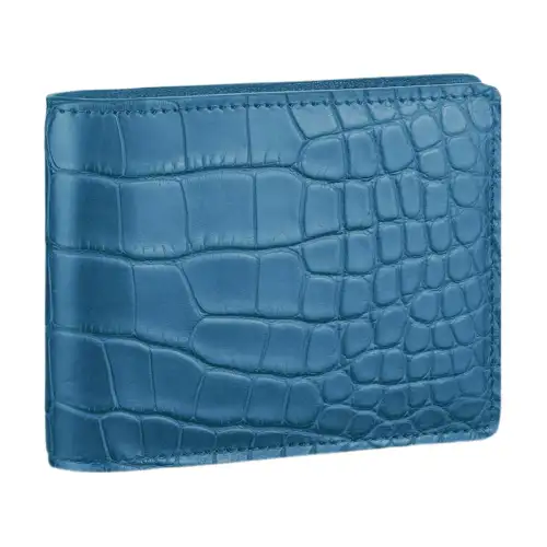 LOUIS VUITTON Crocodile Leather Wallet Men's Blue