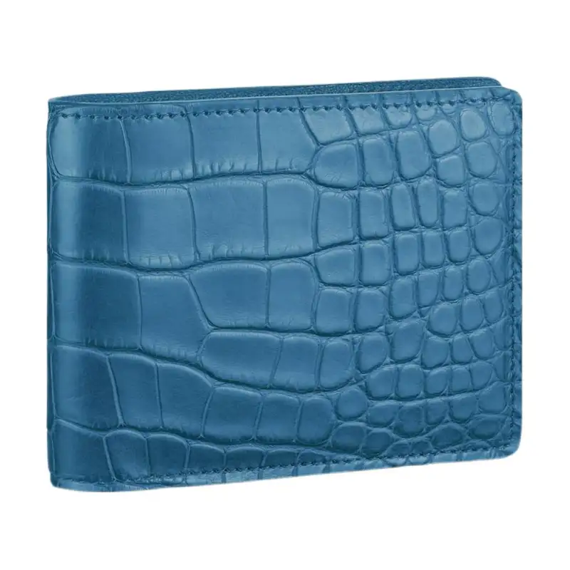 LOUIS VUITTON Crocodile Leather Wallet Men's Blue