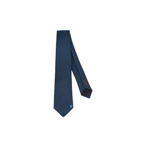 HERMES The Key To Happiness Silk Ties Men's Dark Blue