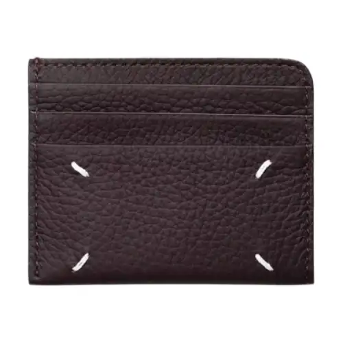 Maison Margiela Grain Deer Leather Card Holder Men's Merlot