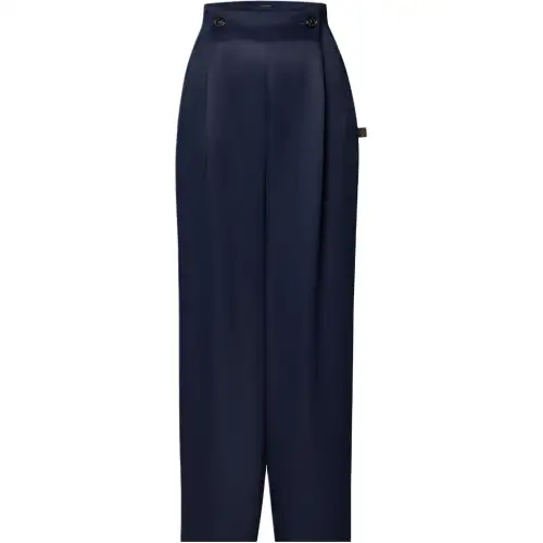 LOUIS VUITTON Casual Pants Women's Dark Blue Moderate Straight Fit Pants