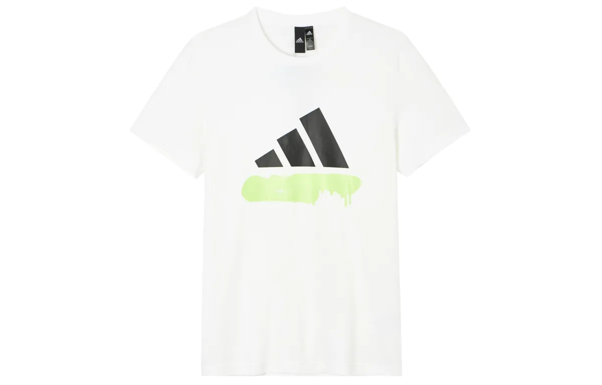 Adidas T-Shirts Men's White Crew Neck Moderate Straight Fit