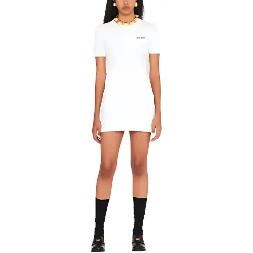 MIU MIU Short Sleeved Dress Women's White