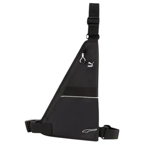 PUMA Solid Color Fabric Sling Bag Unisex Black