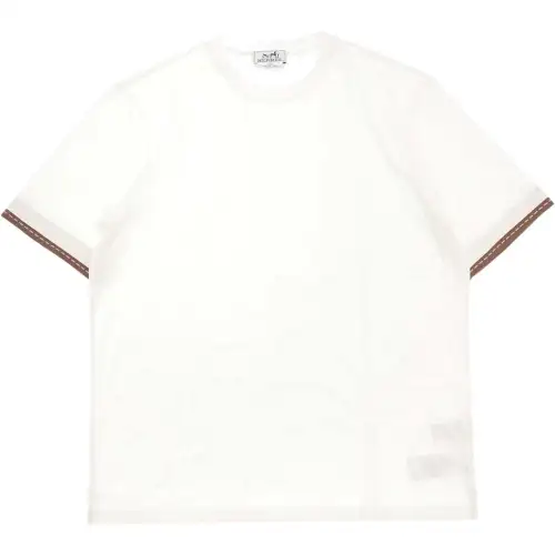 HERMES T Shirts Men's White Crew Neck Moderate Other