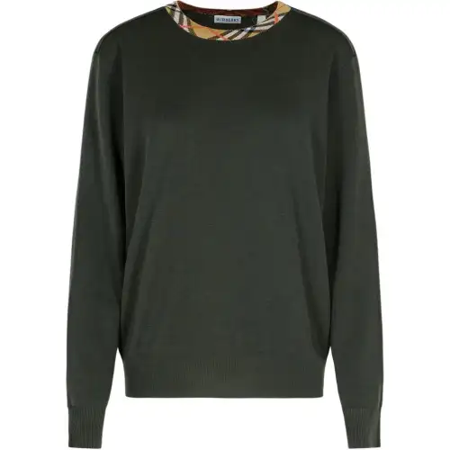 Burberry Checked Neck Knitted Jumper
