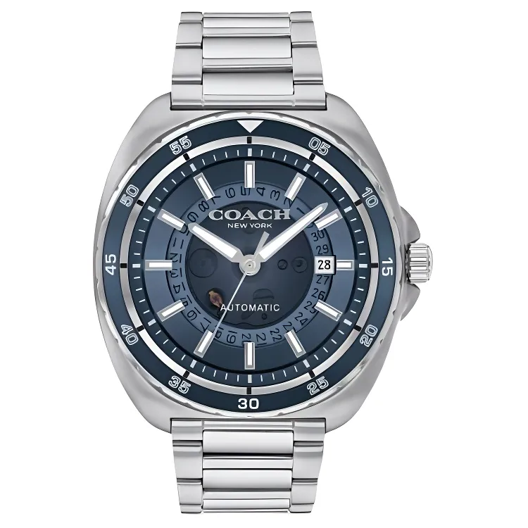 COACH Wrist Watches Automatic Mechanical Movement Stainless Steel Strap 44mm Blue Dial Men's Watches