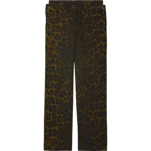 Burberry Leopard Print Straight Leg Cotton Trousers