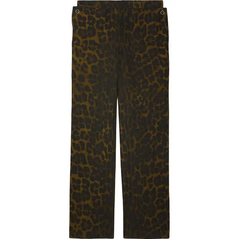 Burberry Leopard Print Straight Leg Cotton Trousers
