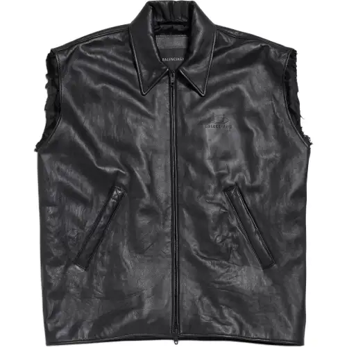 Balenciaga Logo Embossed Leather Vest